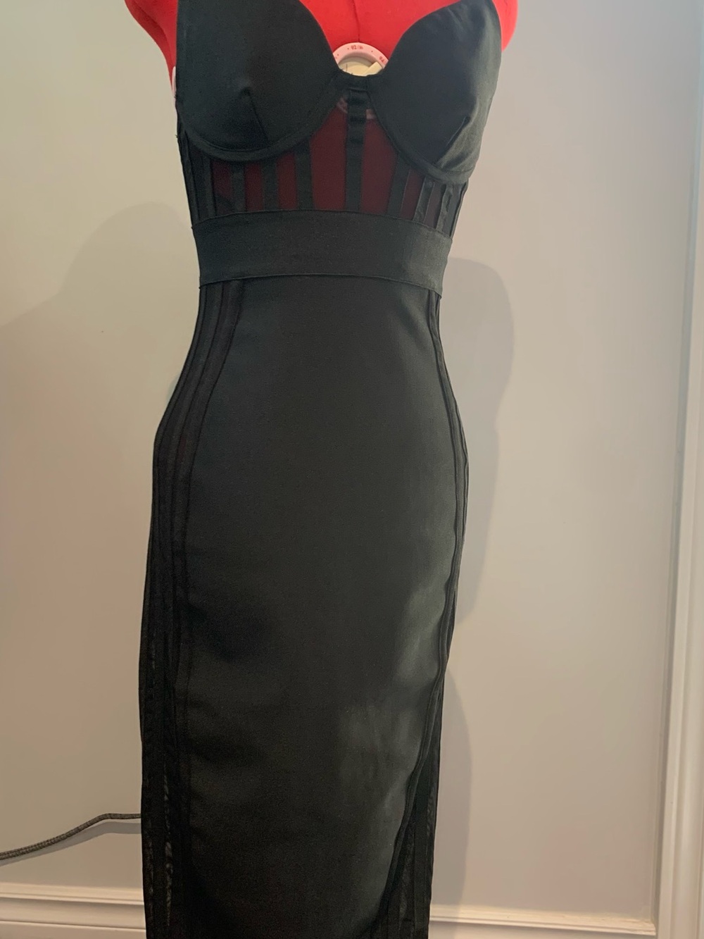 Fashion Nova Black Strapless Corset Sheath Dress
